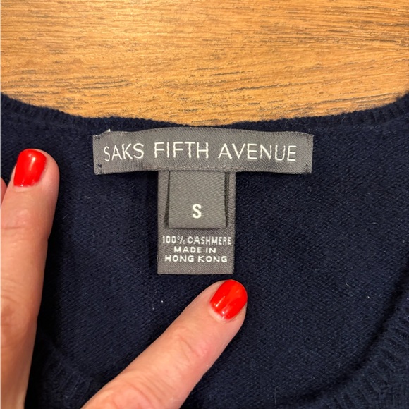 Saks Fifth Avenue Dark Blue Cashmere Sweater - Picture 2 of 4